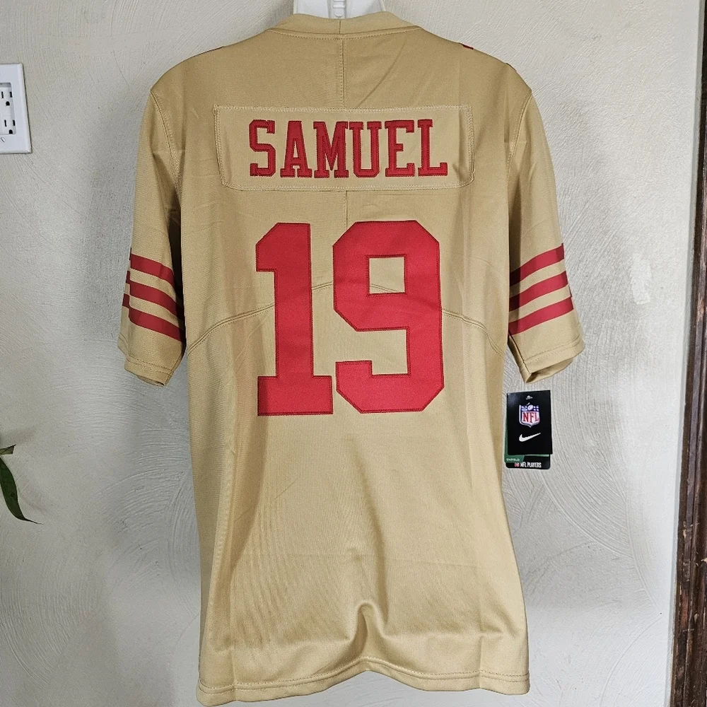 San Francisco 49ers DEEBO SAMUEL #19 Gold NFL On Field Jersey Size Men Small NEW - Picture 2 of 11